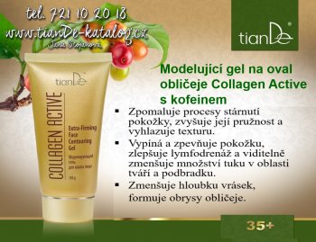 Collagen Active modelující gel na tvar obličeje TianDe, hydrolyzovaný kolagen, kofejn