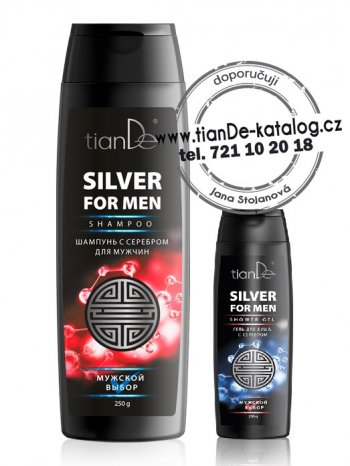 Šampon se stříbrem pro muž a Pánský sprchový gel se stříbrem, TianDe
